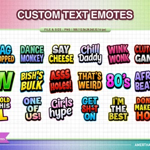 Custom Text Emotes | Twitch Emotes | Streamer Emotes | Twitch Graphics | Discord Emotes | Youtube Emotes | Facebook Emotes | Vtube Emote