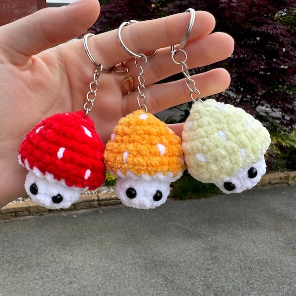 Crochet Mushi-pop Key Ring | Cute Mini Crochet Mushroom | Anxiety / Stress Plushie | Mini Mushroom | Crochet Fidget Popper | Crochet Plush