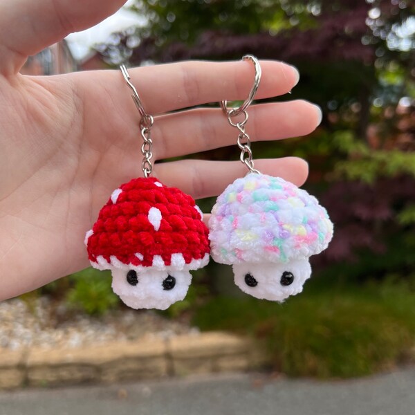 Crochet Mushi-pop Key Ring | Cute Mini Crochet Mushroom | Anxiety / Stress Plushie | Mini Mushroom | Crochet Fidget Popper | Crochet Plush