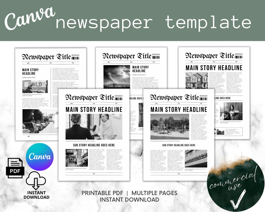  Canva Newspaper Template Editable Template Commercial Use Etsy