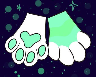 Mint Green Furry Handpaws: Custom Made-to-Order Costume