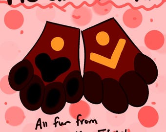 Maroon Fursuit Handpaws: Red & Yellow Furry Paw Gloves