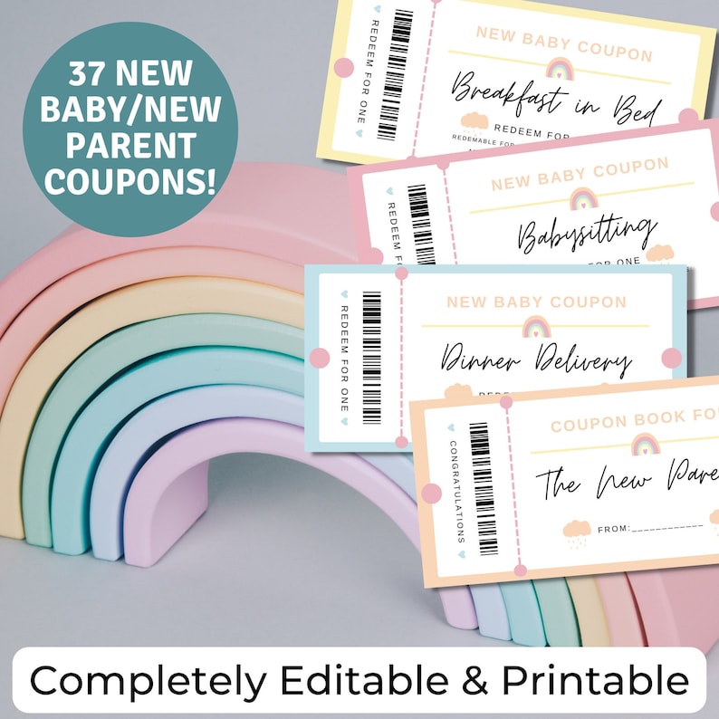 New Parent New Baby Coupon Book PRINTABLE, INSTANT DOWNLOAD, Editable ...