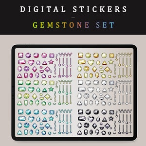 Gemstone digital sticker,crystal, Jewel, Goodnotes Stickers,Noteshelf sticker,PNG Files of Digital Stickers, Sticky Notes, dnuage studio