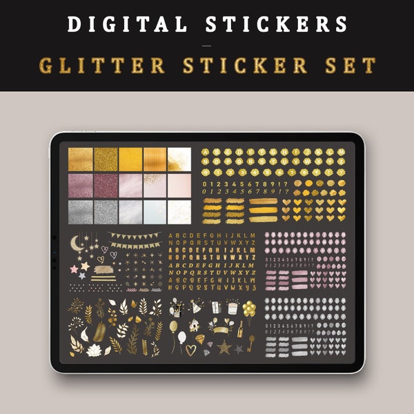 glitter sticker, Goodnotes Stickers,Noteshelf sticker,Digital Sticker Book for Goodnotes, PNG Files of Digital Stickers, Sticky Notes,party