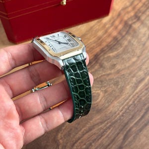 Cartier Santos Alligator Leather Watch Strap – Quick Release – Custom Colors Available (Hand Stitching)