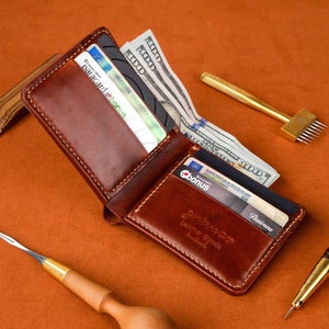 Cartera clásica hecha a mano, artesanía en cuero, cuero buttero, cartera marrón, compartimento para efectivo, accesorio de lujo, ideas de regalo, accesorios para hombre
