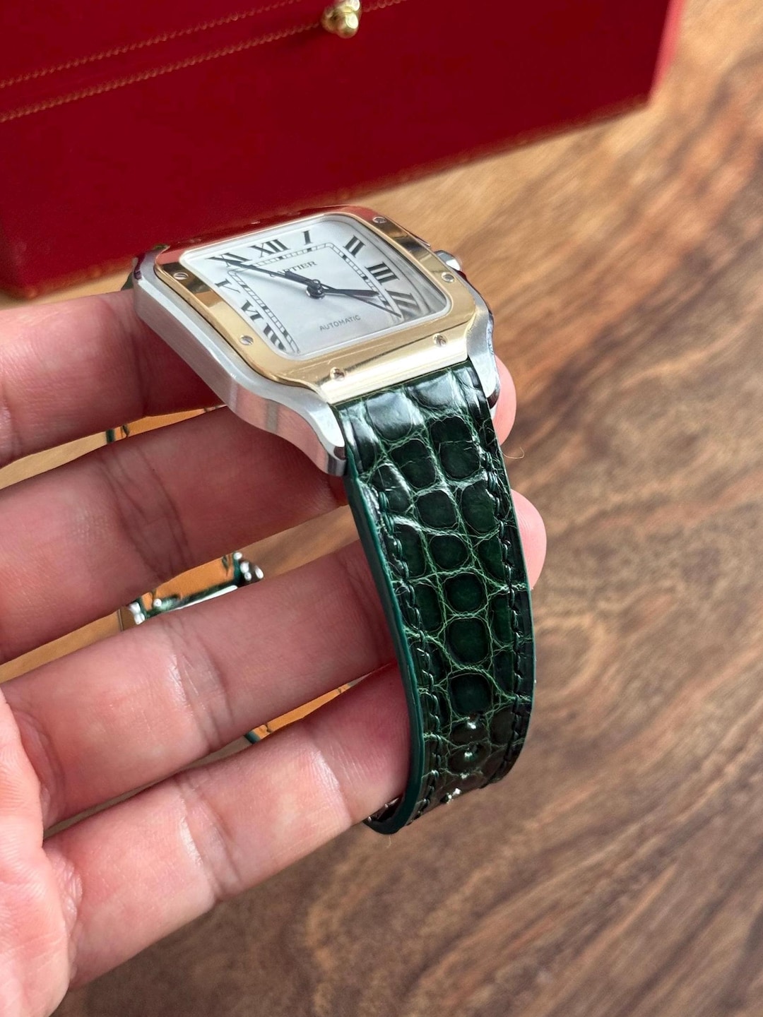 Cartier Santos Shiny Alligator Leather Watch Strap – Quick Release