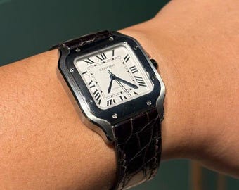 Cartier Santos Alligator Leather Watch Strap: Quick Release, For Butterfly Buckle