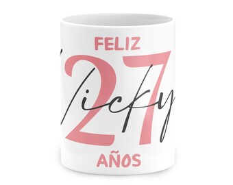 Taza cerámica para Personalizar con Nombre y Años cumplidos· Original diseño para celebrar cualquier cumpleaños · Disponible en dos colores.