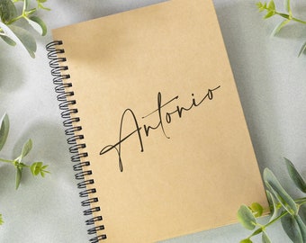 Libreta Ecológica con Anillas Personalizada y Tu Nombre en la Tapa · Cuaderno de notas personalizado · Sostenible para tus Ideas · 80 hojas