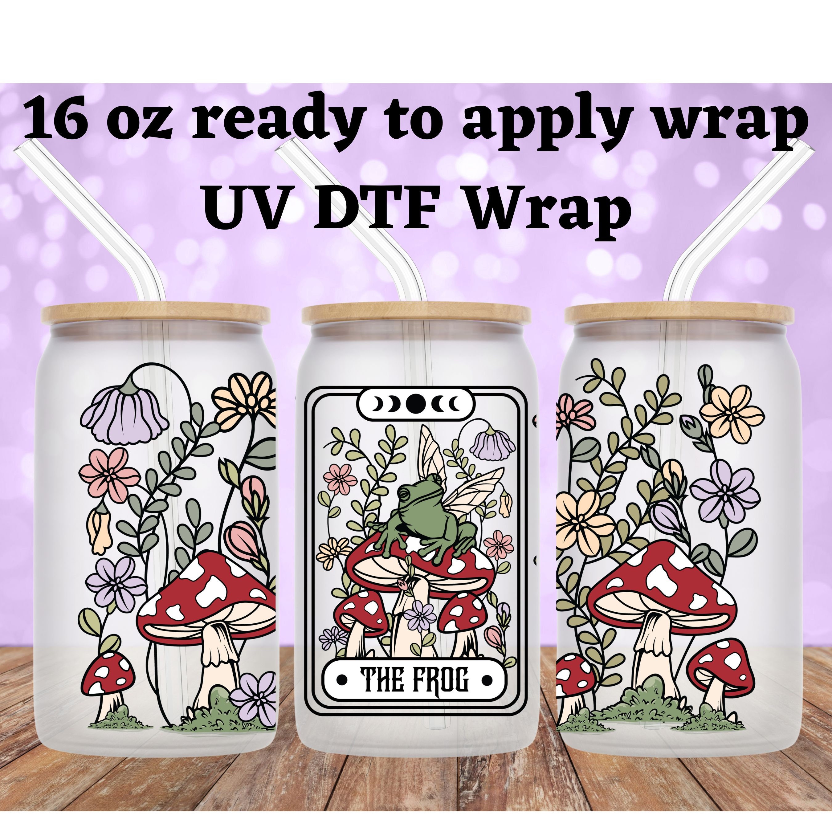 UV DTF BOHO Daisy Ghost Glass Wrap Cup Wrap for 16oz. Glass Can Ready to  Apply Permanent Adhesive No Heat Waterproof Halloween 