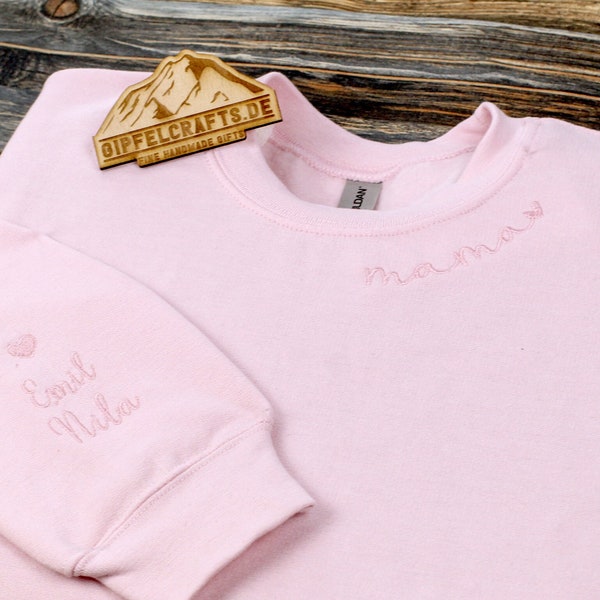 Mom sweatshirt with embroidery personalized with children's names, gift baby shower sweater Mother's Day T-shirt anniversary