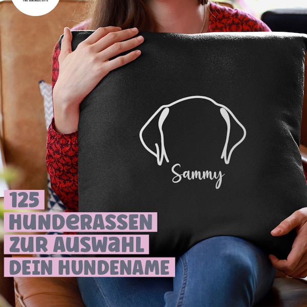 Kissen Hund Line Art , Dog Mom Geschenk Hundebesitzer, Dog Mum, Hundeohren Hundemotiv