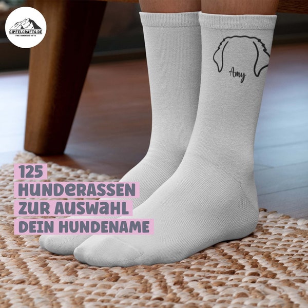 Socken Hund Line Art, Dog Mom, Strümpfe, Geschenk Hundebesitzer, Sweatshirt für Frauen, Dog Mum, Hundeohren Pullover Hundemotiv