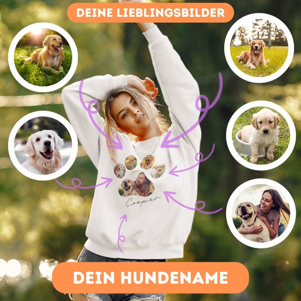 Personalisiertes Hundefoto Sweatshirt mit Hundenamen, individueller Dog Mum Pullover, Geschenk für Hundeliebhaber, Geschenk Hundebesitzer