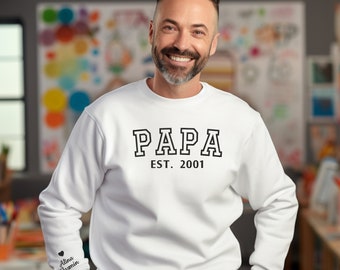 Besticktes Sweatshirt Kindernamen personalisiert, Papa Geschenk Weihnachten, Vatertagsgeschenk, Pullover Jahrestag
