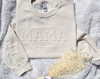 Sweatshirt for mom, embossed embroidered, gift for women as Mother's Day gift or anniversary, birthday, expectant mothers