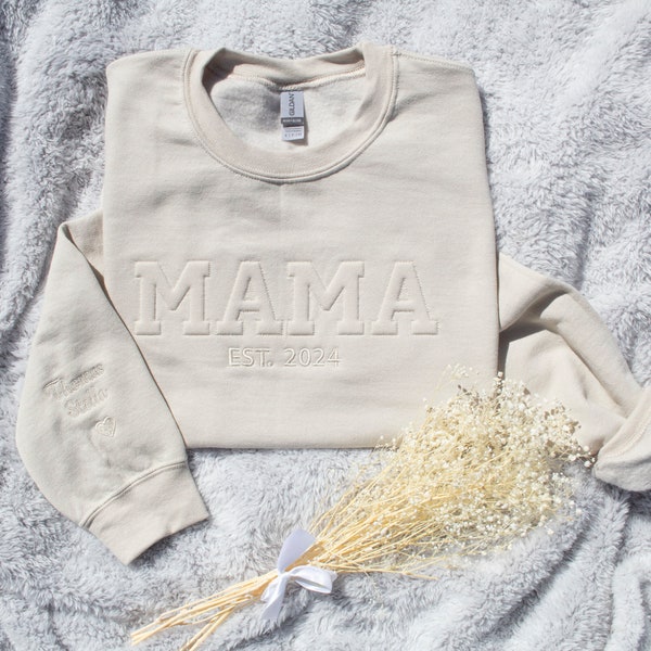 Sweatshirt für Mama, embossed bestickt, Geschenk für Frauen als Muttertagsgeschenk oder zum Jahrestag, Geburtstag, werdende Mütter