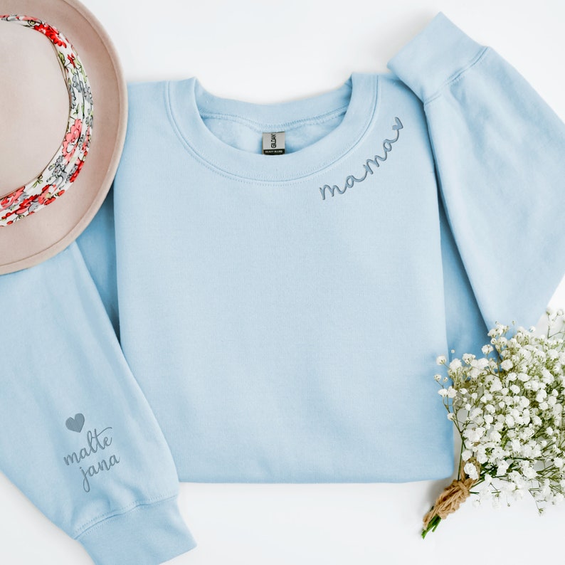 Personalisierte Muttertags Geschenke, bestickter Mama Pullover mit Kindernamen Bild 6