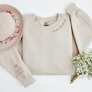 Personalisierte Muttertags Geschenke, bestickter Mama Pullover mit Kindernamen Bild 4