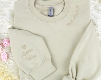 Personalized Mother's Day gifts, embroidered mom sweater with kids names