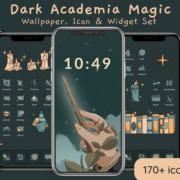 Magical Dark Academia Icon Set | Anime Aesthetic iOS App Icons, Wallpapers & Widgets for iPhone
