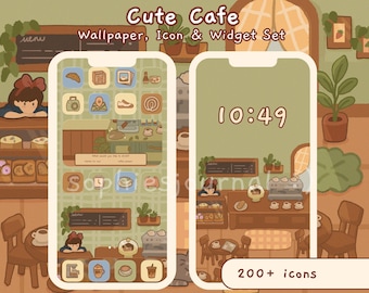 Cozy Cafe App Icons | Hand-Drawn Widgets, Wallpapers (Digital Download)