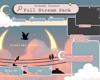 Dreamy Sunset Twitch Pack | Seamless Loop Animation | Cute Aesthetic | Overlays | Transitions | Alerts | Vtuber Friendly