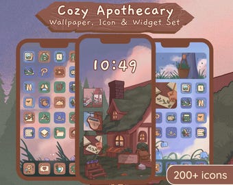 Cottagecore App Icons: Cozy Apothecary Theme, Wallpapers & Widgets (Digital Download)