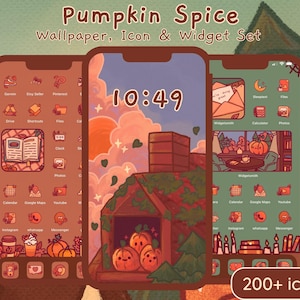 Pumpkin Spice / Icone disegnate a mano per app accoglienti, sfondi kawaii carini e widget per iPhone e Android