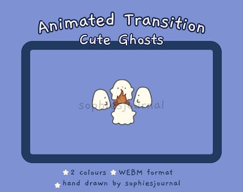 Cute Ghost Stinger Transition | Spooky Stream Overlay | Animated Twitch, YouTube, VTuber Stream Assets | Hand Drawn Halloween