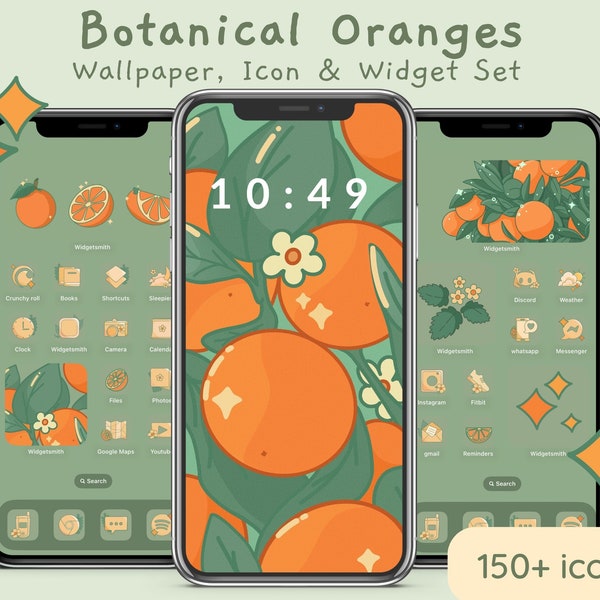 Summer Orange Botanical Icon Set | Cute Kawaii Anime Aesthetic iOS App Icons, Wallpapers & Widgets for iPhone