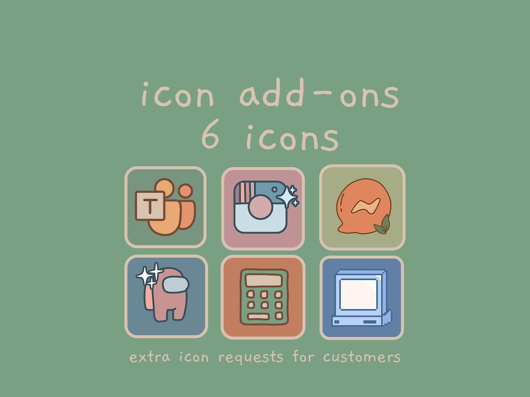 6 Icon Add-ons | Extra Icon Requests for Customers - Etsy
