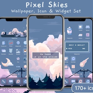Lo-fi Pixel Skies Icon Set | Aesthetic Anime Inspired iOS App Icons, Cute Kawaii Wallpapers and Widgets for iPhone & Android