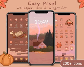 Cozy Fall Pixel Icon Set: Cottagecore iOS/Android Theme (Digital Download)