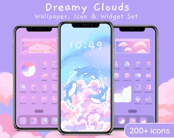 Dreamy Clouds App Icons: Kawaii Pastel Theme (iOS & Android)