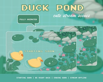 Duck Pond Cute Kawaii Stream Scenes | Seamless Loop Animation | Cute Aesthetic | Starting | Be Right Back | Ending | Offline