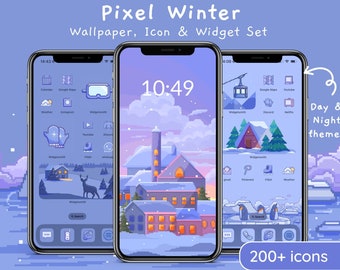 Winter Pixel Icon Set | Aesthetic iOS App Icons, Cute Blue Wallpapers and Widgets for iPhone & Android