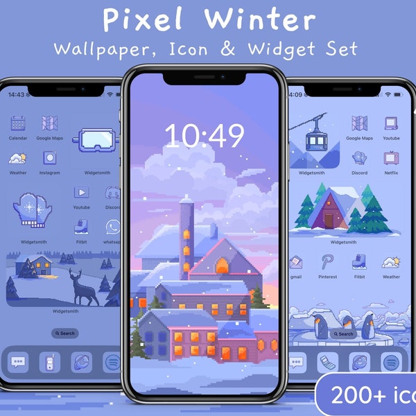 Winter Pixel Icon Set | Aesthetic iOS App Icons, Cute Blue Wallpapers and Widgets for iPhone & Android