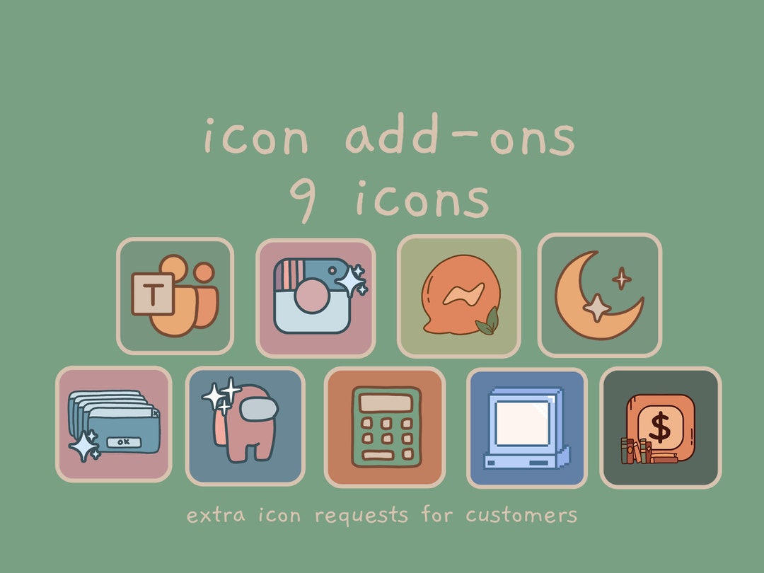 9 Icon Add-ons | Extra Icon Requests for Customers - Etsy