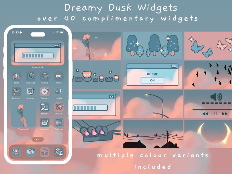 Dreamy Dusk Lofi Aesthetic iOS App Icons, Cute Pastel Wallpapers and Widgets for iPhone & Android zdjęcie 4