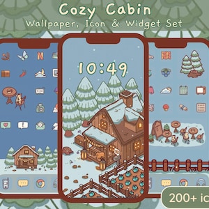 Cozy Cabin App Icons: Winter Stardew Valley Theme (iOS & Android)