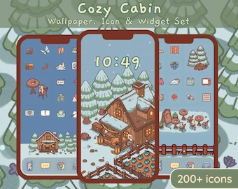 Cozy Cabin App Icons: Winter Stardew Valley Theme (iOS & Android)
