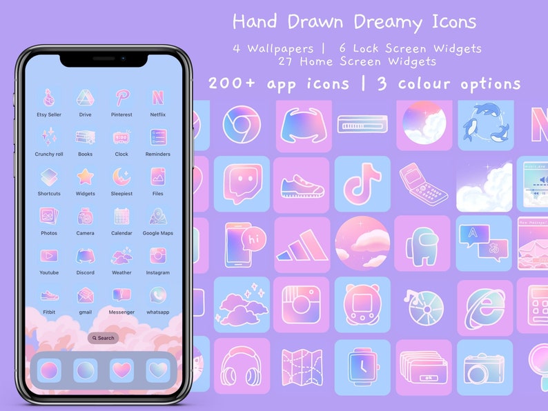 Dreamy Clouds App Icons: Kawaii Pastel Theme (ios & Android) - Etsy