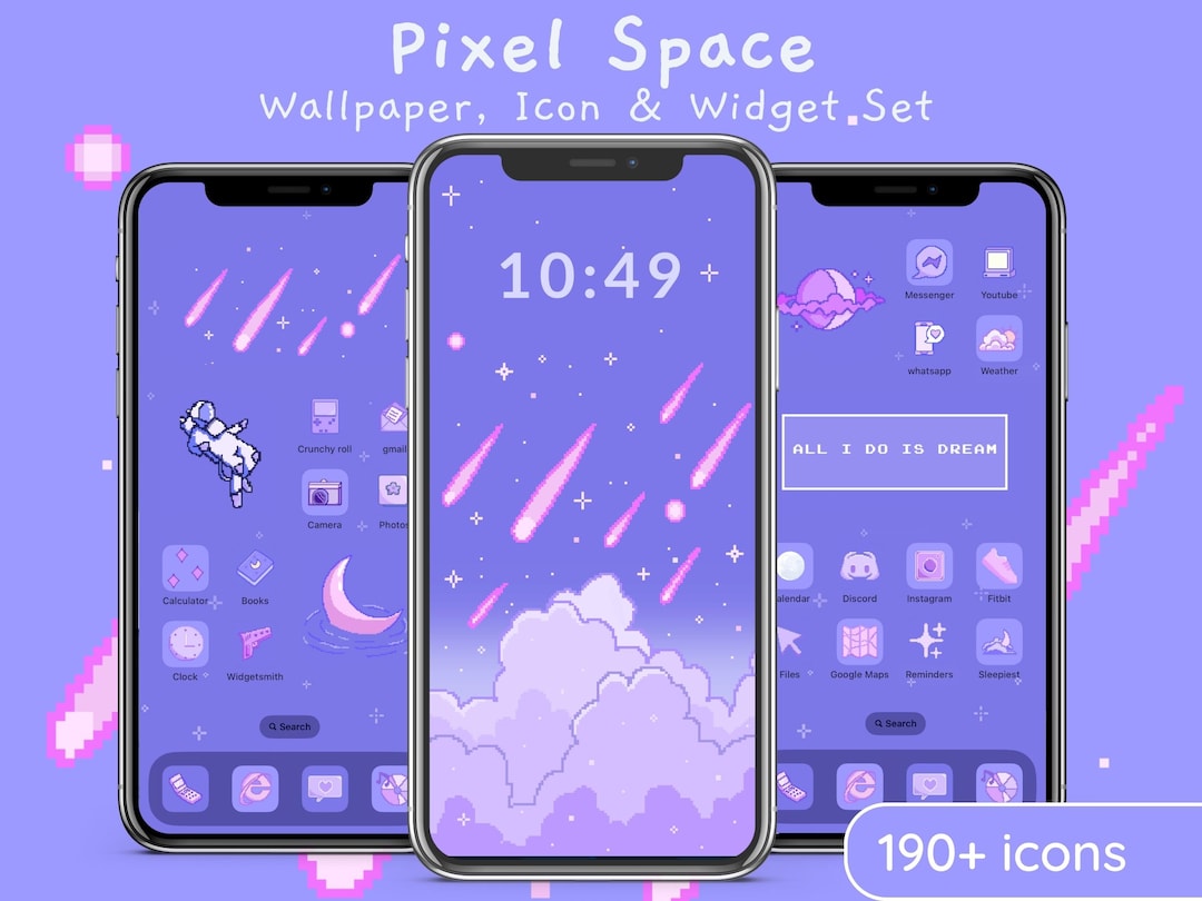 Retro Pixel Space Icon Set Aesthetic Anime Inspired Ios App - Etsy