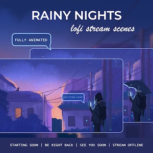 Rainy Nights Lofi Animated Stream Scenes (Digital Download)