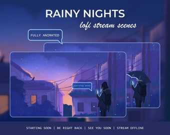 Rainy Nights Lofi Animated Scenes | Seamless Loop Animation | Cute Aesthetic | Starting | Be Right Back | Ending | Offline