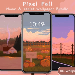Cozy Fall / Autumn Pixel Wallpaper Bundle | Aesthetic Anime, Cute Cottagecore Wallpapers for iPhone, Tablet & Android