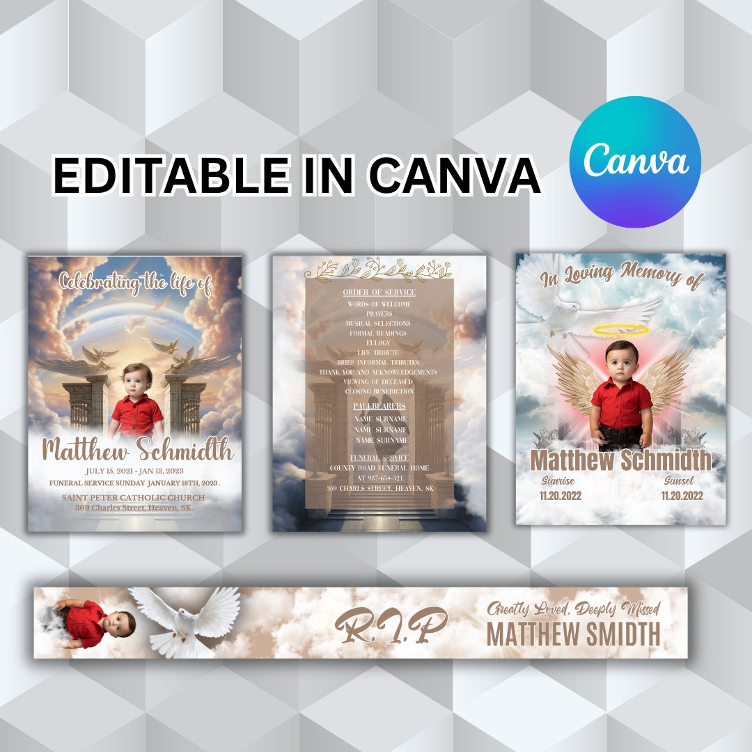 Memorial Service Template BUNDLE | Death Announcement Flyer Template